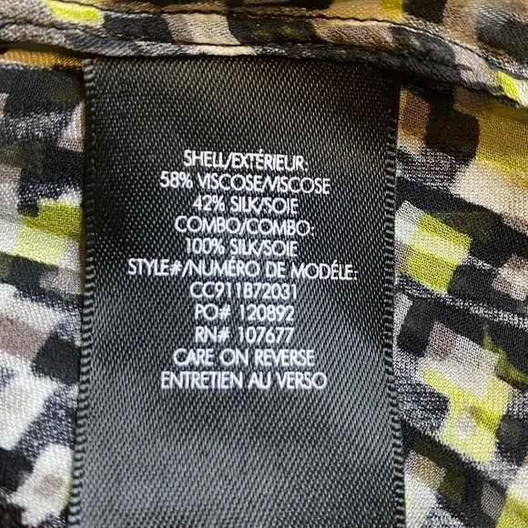 Alice + Olivia Silk blend Sheer geometric Eloise Blouse Women’s Size LG